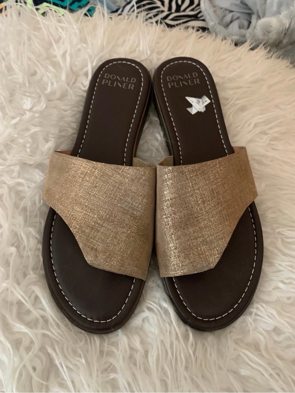 Donald J. Pliner Metallic Bronze Slide Sandals